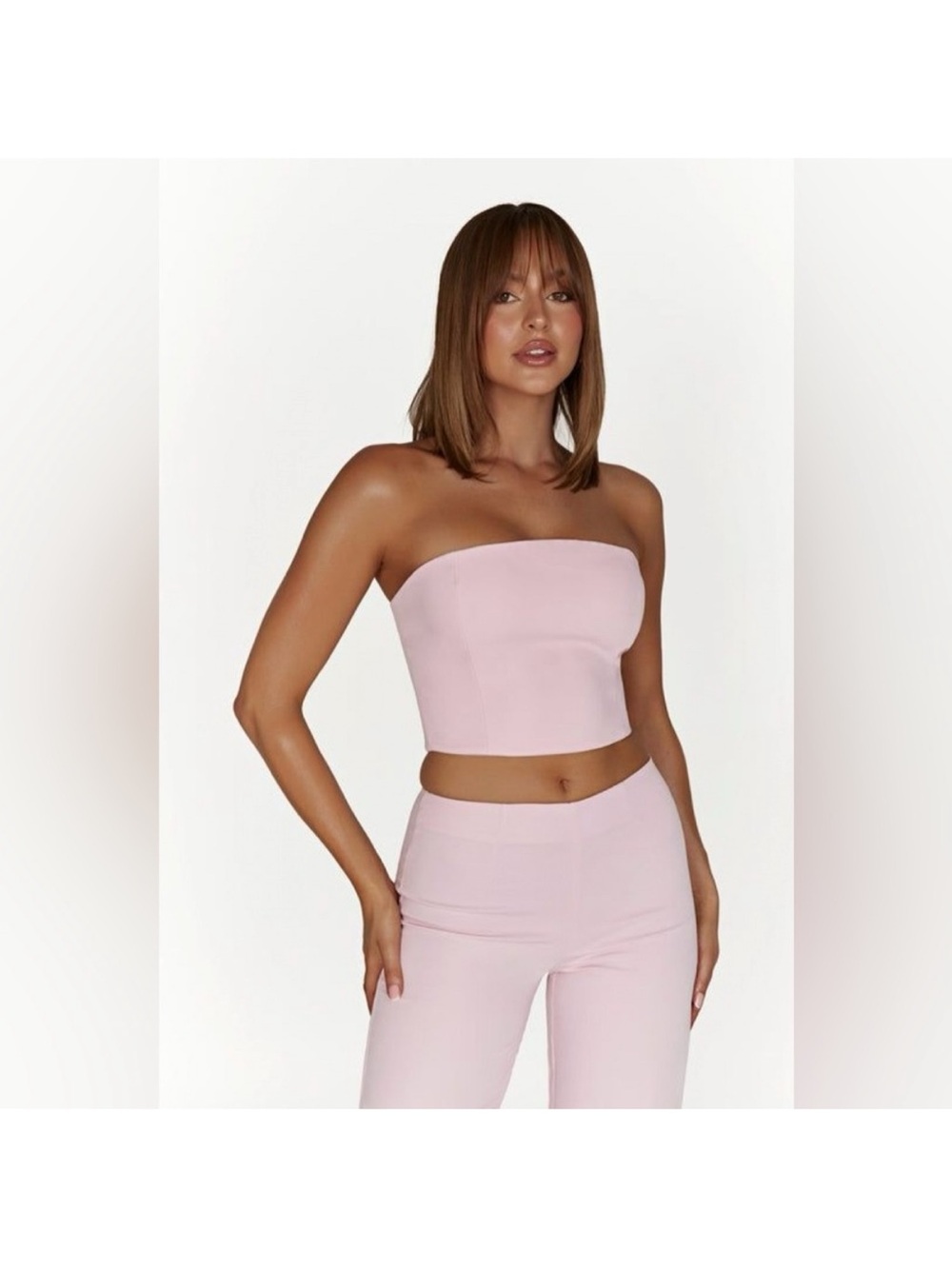 Meshki Blush Pink Strapless Crop Top